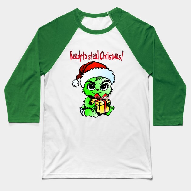 baby grinch Baseball T-Shirt by CathyGraphics